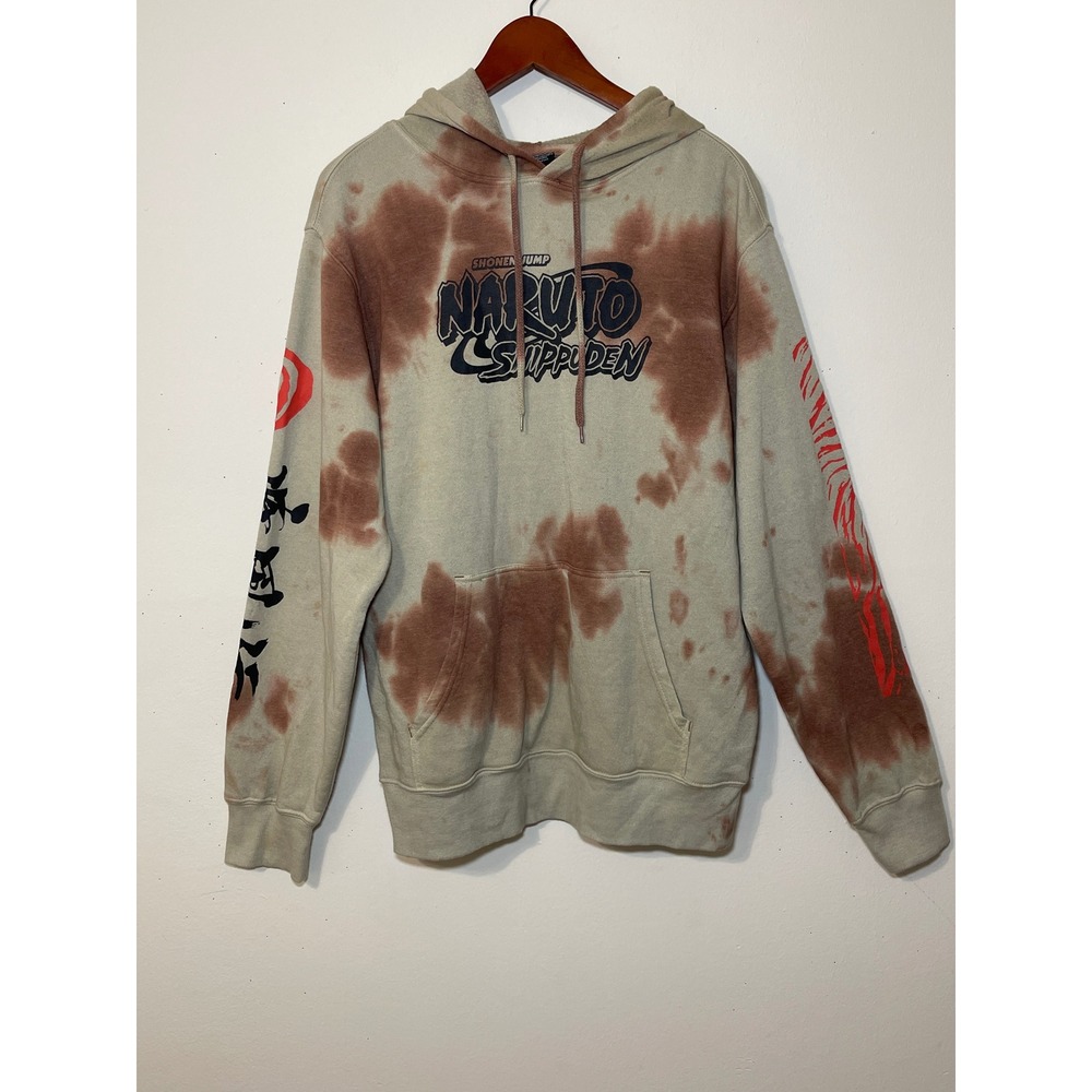 Naruto Shippuden‎ Hoodie Size Medium Brown Tie Dye Anime Manga Streetwear Skater - Picture 2 of 9